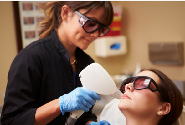Protective eyewear is critical for any healthcare professional and her patient during a laser procedure. 